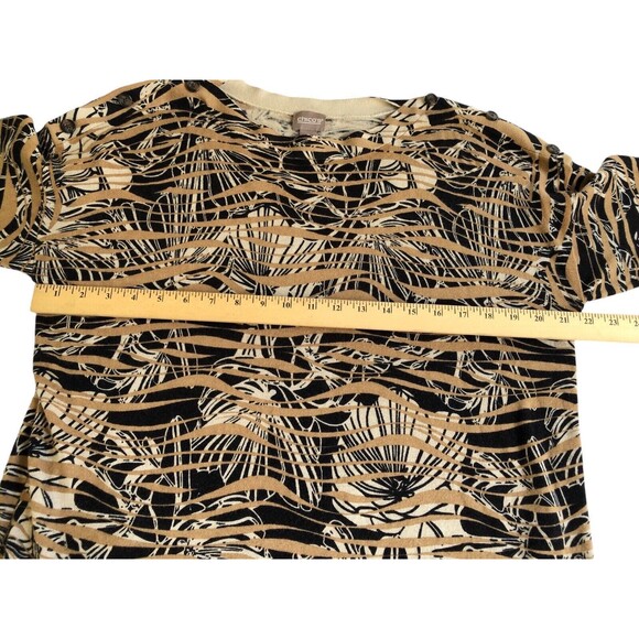 Chicos Travelers Tunic Top Slinky Knit Women’s Size L or 2 Brown Printed - Picture 5 of 11